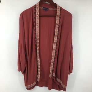 Artesia Rust Aztec Embroidered Kimono